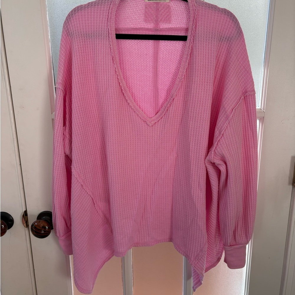 We The Free Pink V-Neck Shirt